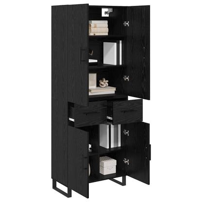 Credenza con cassetto 2 pcs Rovere Nero 69,5 x 34 x 180 cm