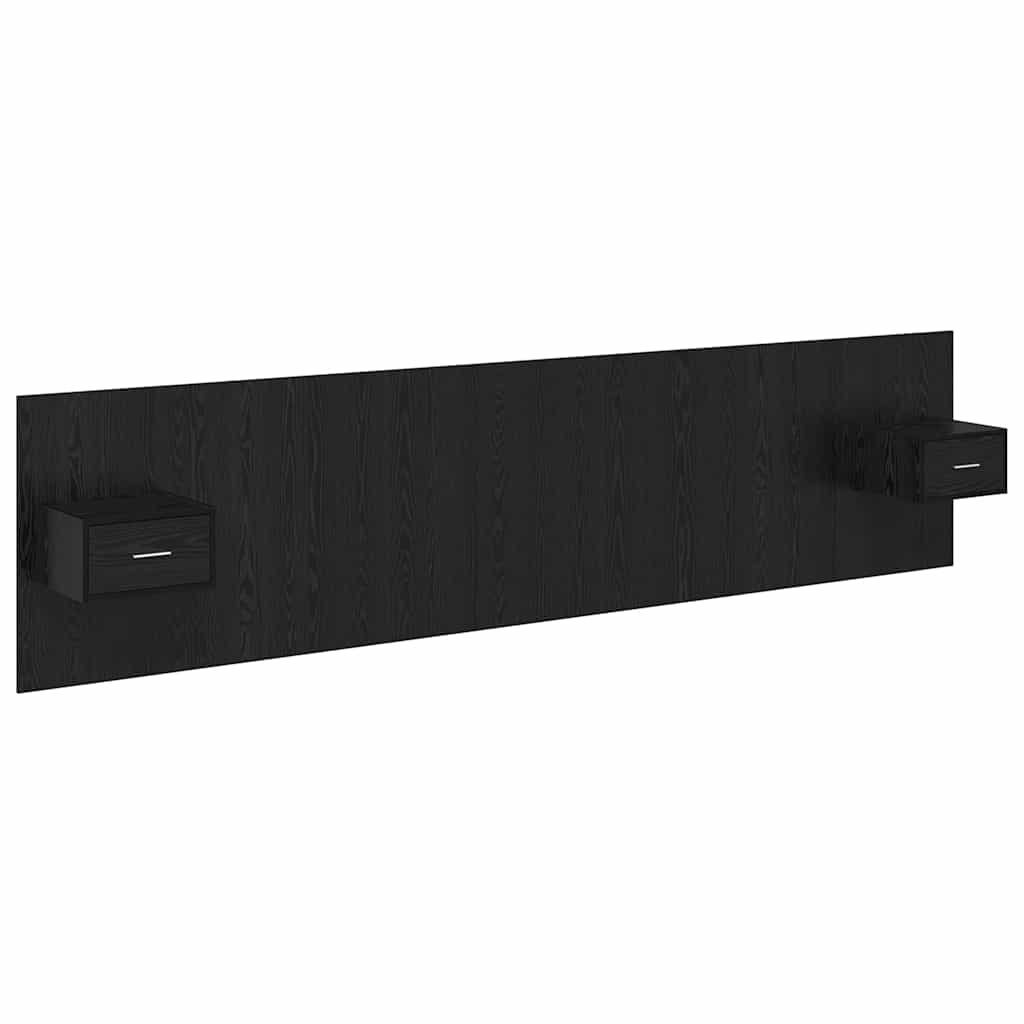 Testata con Comodino 3 pcs Rovere Nero Legno multistrato