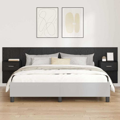 Testata con Comodino 3 pcs Rovere Nero Legno multistrato