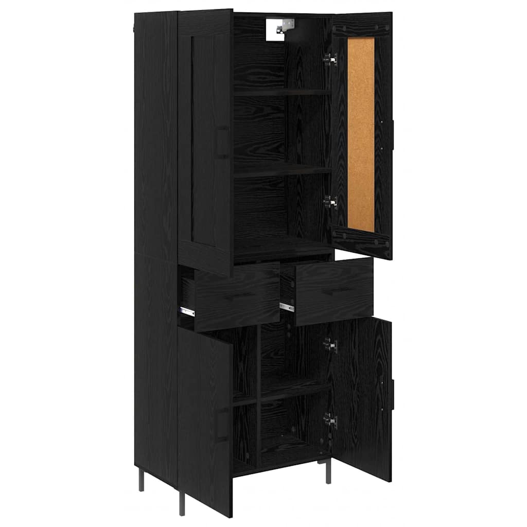 Credenza con cassetto 2 pcs Rovere Nero Legno multistrato