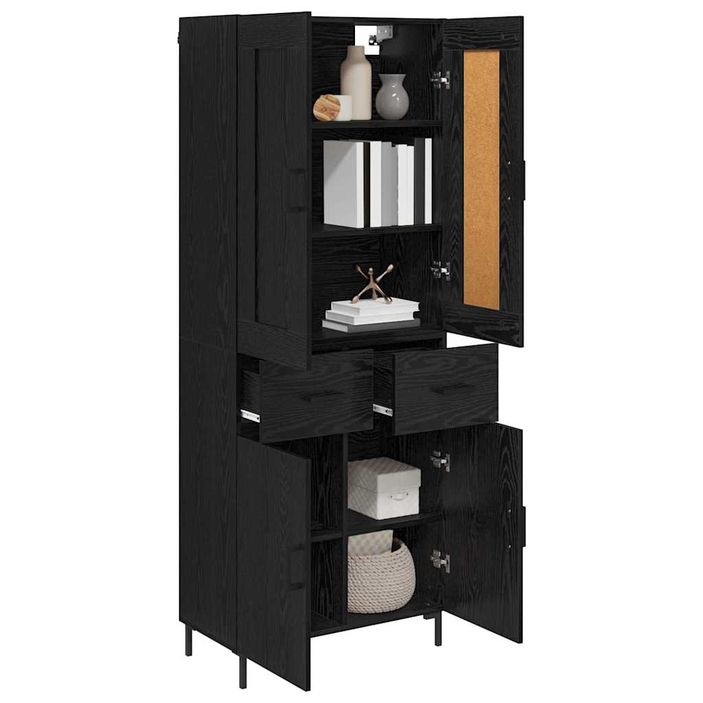 Credenza con cassetto 2 pcs Rovere Nero Legno multistrato
