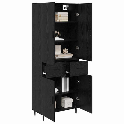 Credenza 2 pcs Rovere Nero Legno Stratificato e Vetro