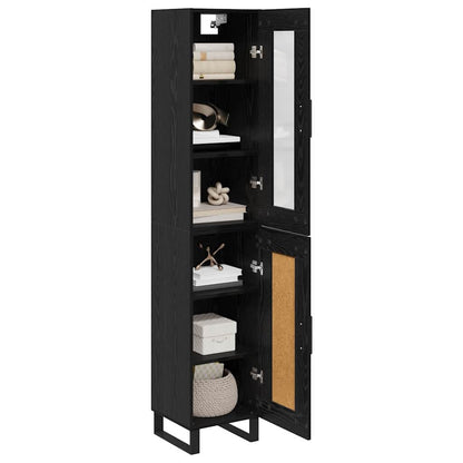 Credenza Rovere Nero 34,5 x 34 x 180 cm Legno multistrato