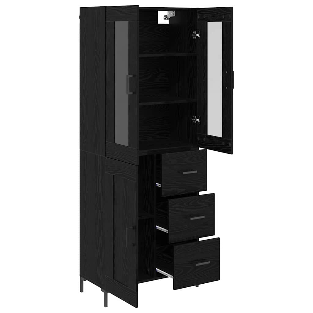 Credenza con cassetto 2 pcs Rovere Nero Legno multistrato