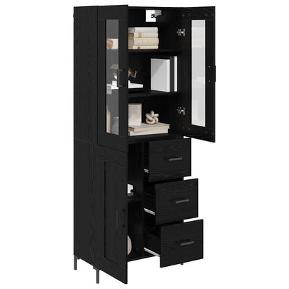 Credenza con cassetto 2 pcs Rovere Nero Legno multistrato