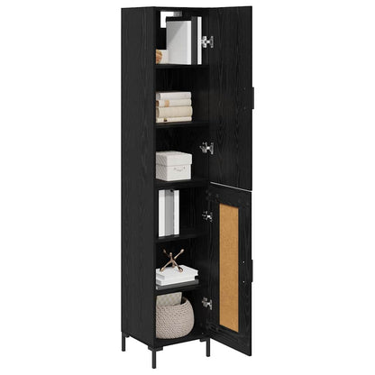 Credenza Rovere Nero 34,5 x 34 x 180 cm Legno multistrato