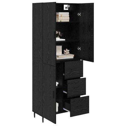 Credenza 2 pcs Rovere Nero Legno Stratificato e Vetro