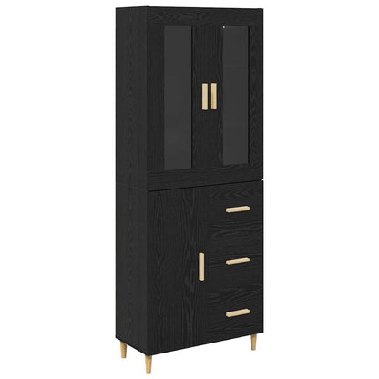 Credenza Rovere Nero 34,5 x 34 x 180 cm Legno multistrato