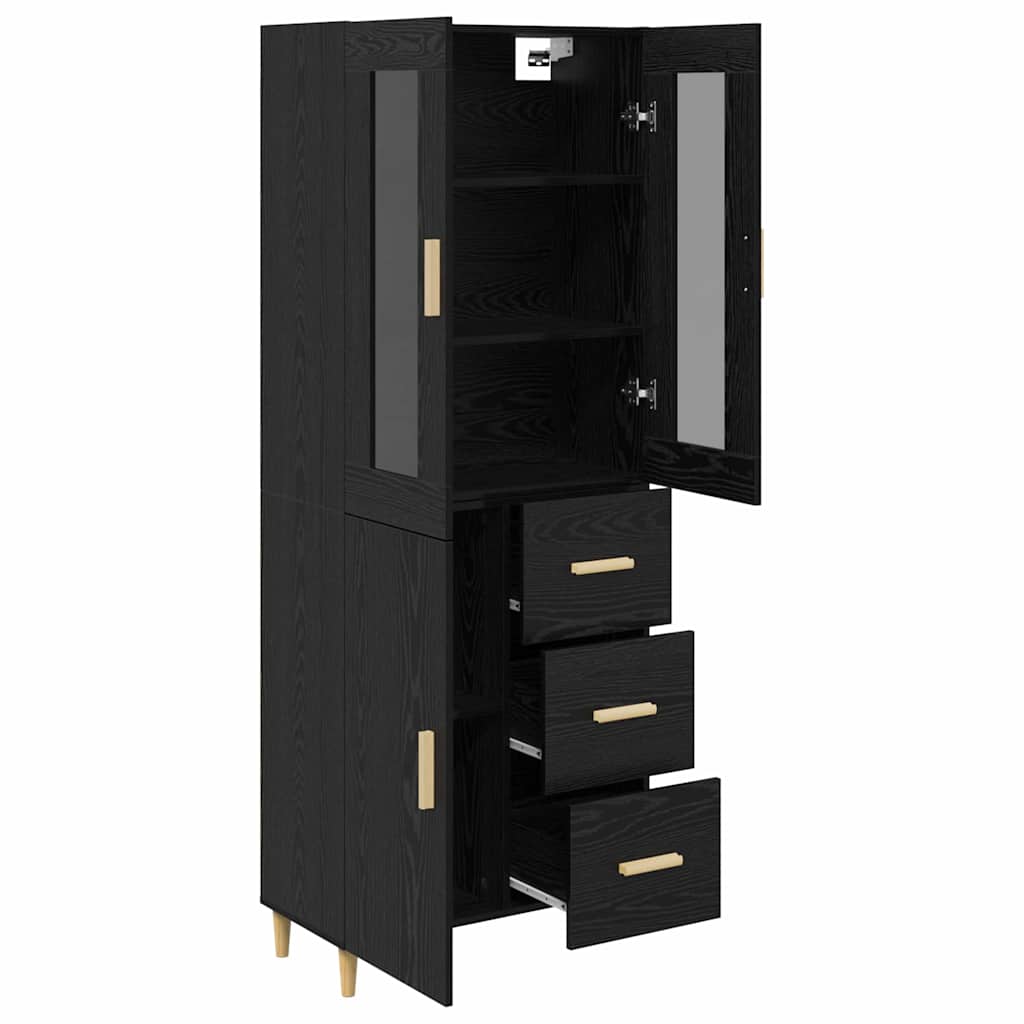Credenza Rovere Nero 34,5 x 34 x 180 cm Legno multistrato