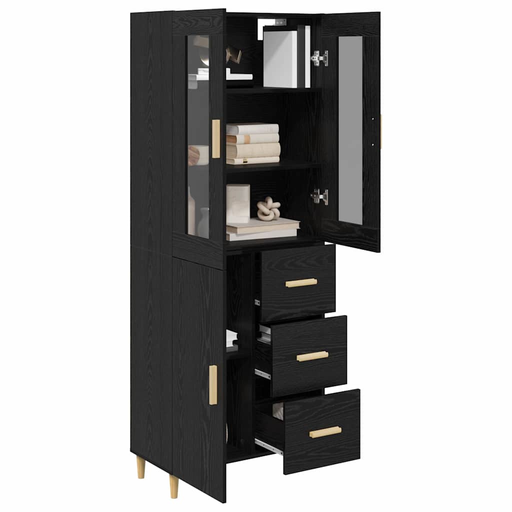 Credenza Rovere Nero 34,5 x 34 x 180 cm Legno multistrato
