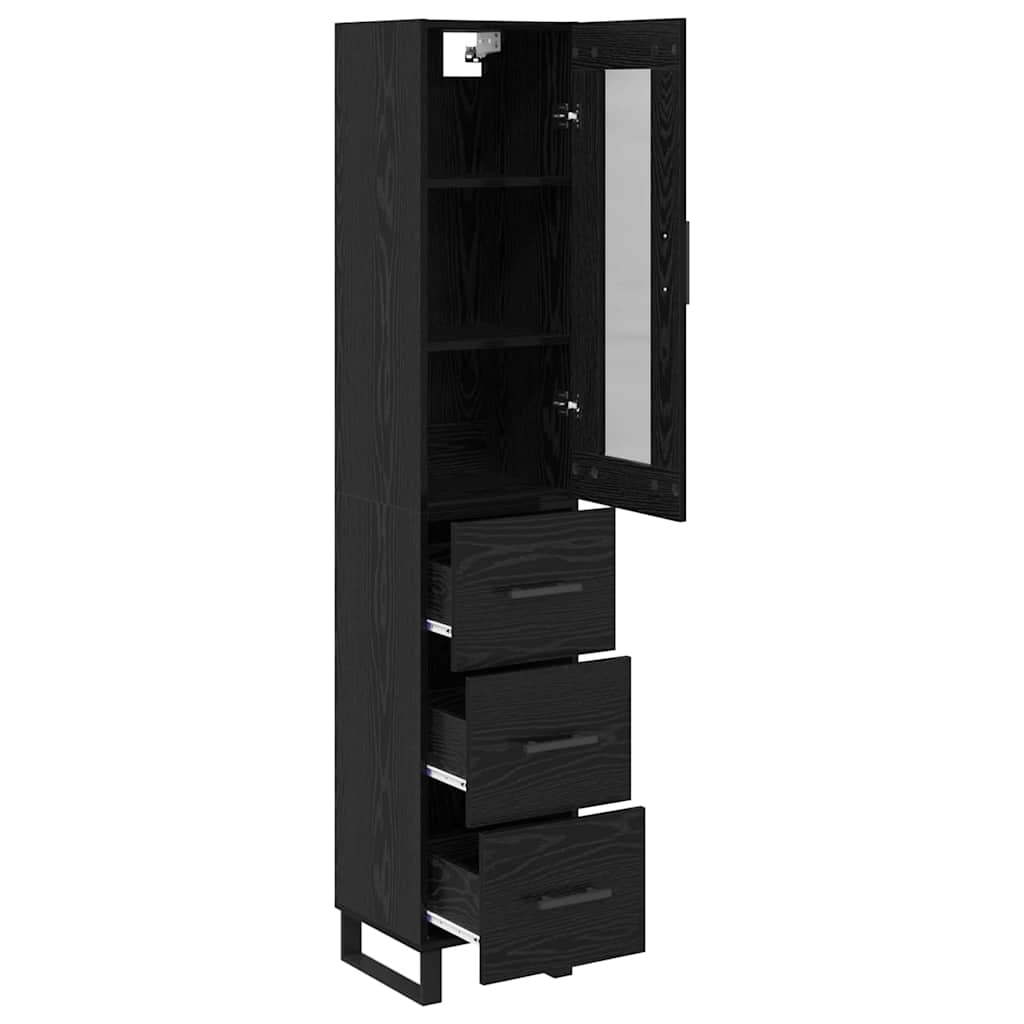 Credenza Rovere Nero 34,5 x 34 x 180 cm Legno multistrato