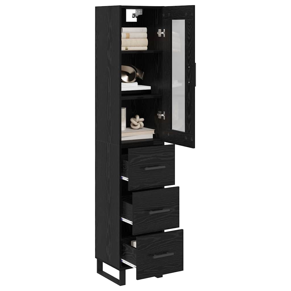 Credenza Rovere Nero 34,5 x 34 x 180 cm Legno multistrato