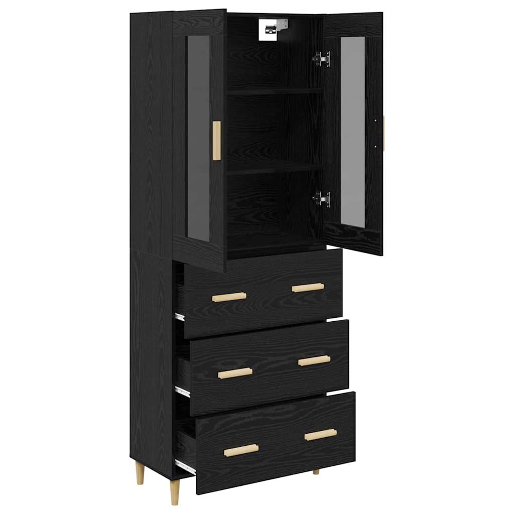 Credenza con cassetto Rovere Nero 69,5 x 34 x 180 cm