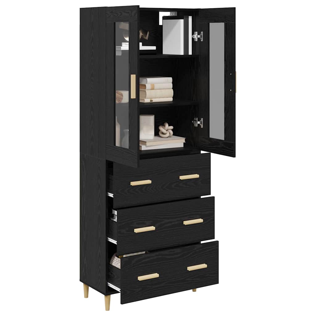 Credenza con cassetto Rovere Nero 69,5 x 34 x 180 cm