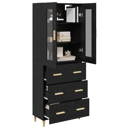 Credenza con cassetto Rovere Nero 69,5 x 34 x 180 cm