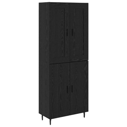 Credenza 2 pcs Rovere Nero Legno multistrato