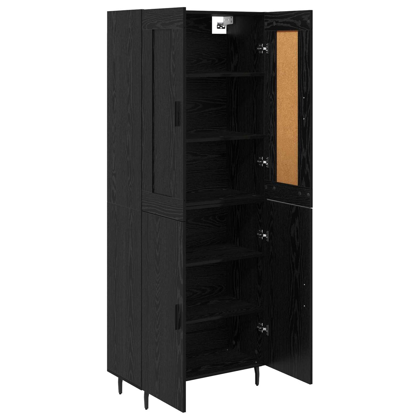 Credenza 2 pcs Rovere Nero Legno multistrato