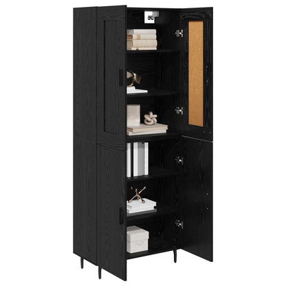 Credenza 2 pcs Rovere Nero Legno multistrato