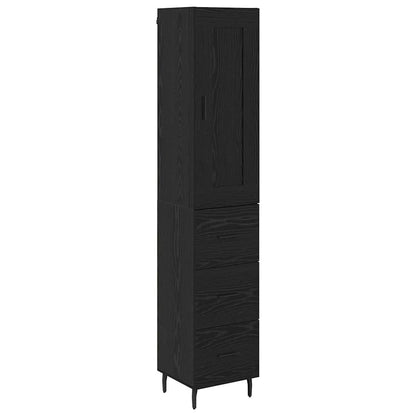 Credenza Rovere Nero 34,5 x 34 x 180 cm Legno multistrato