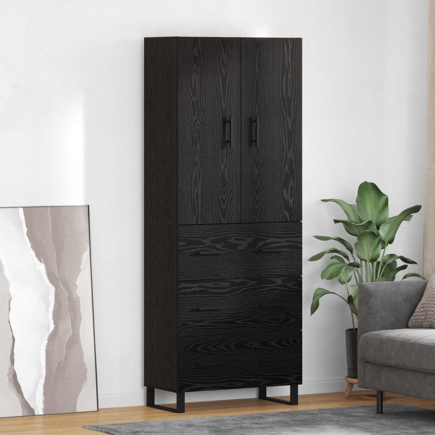 Credenza con cassetto 2 pcs Rovere Nero 69,5 x 34 x 180 cm