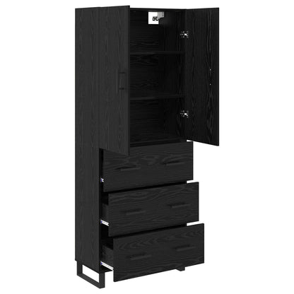 Credenza con cassetto 2 pcs Rovere Nero 69,5 x 34 x 180 cm