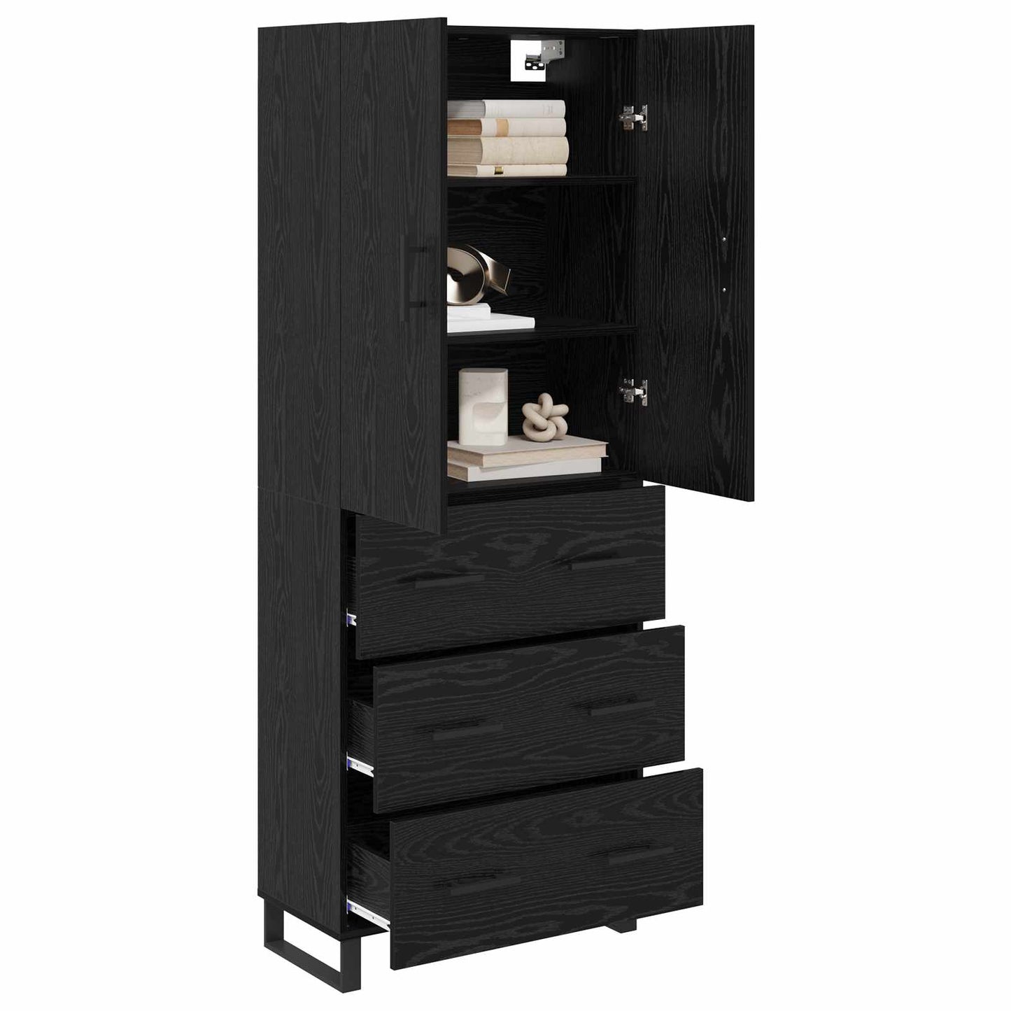 Credenza con cassetto 2 pcs Rovere Nero 69,5 x 34 x 180 cm
