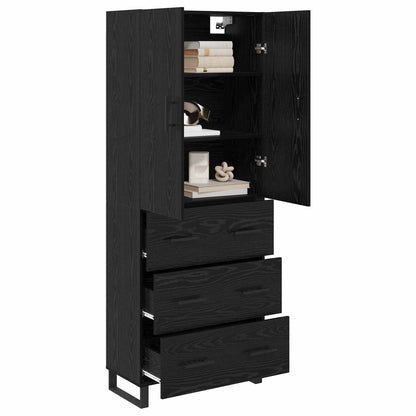 Credenza con cassetto 2 pcs Rovere Nero 69,5 x 34 x 180 cm