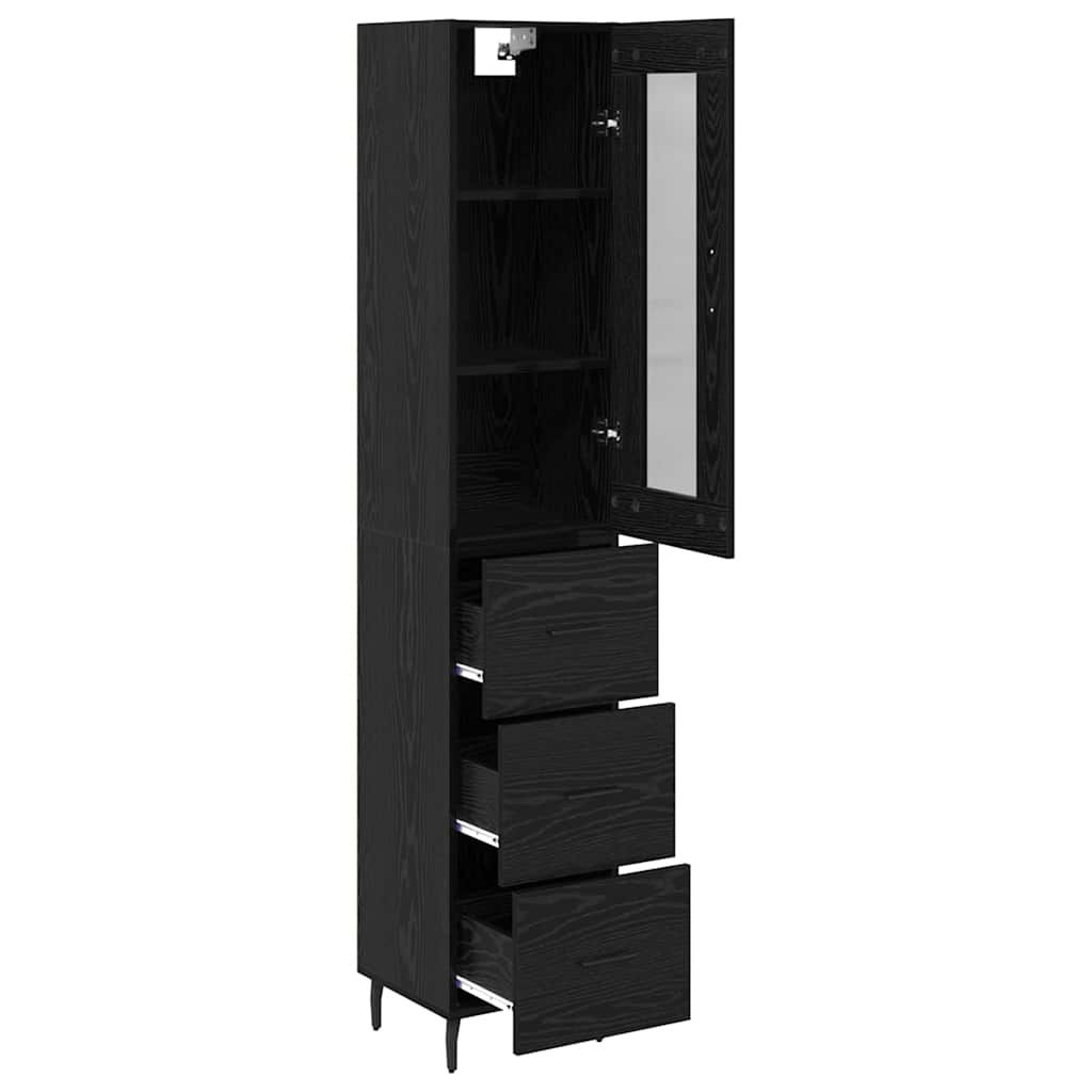 Credenza Rovere Nero 34,5 x 34 x 180 cm Legno multistrato