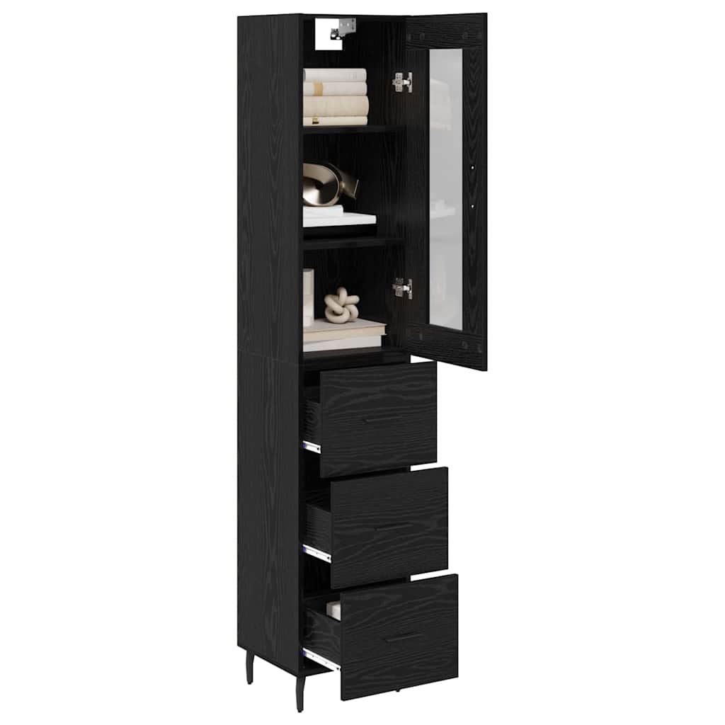Credenza Rovere Nero 34,5 x 34 x 180 cm Legno multistrato