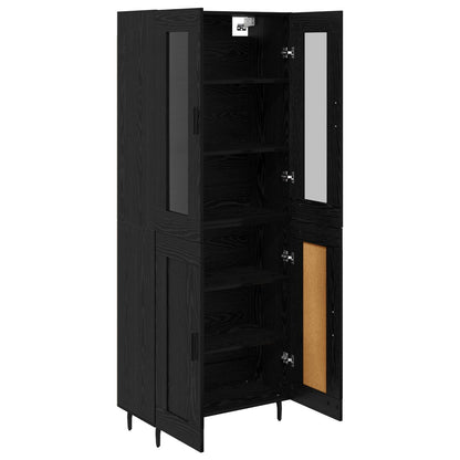 Credenza 2 pcs Rovere Nero Legno Stratificato e Vetro