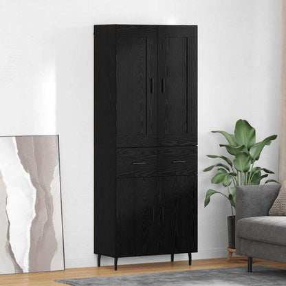 Credenza con cassetto 2 pcs Rovere Nero Legno multistrato