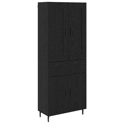 Credenza con cassetto 2 pcs Rovere Nero Legno multistrato