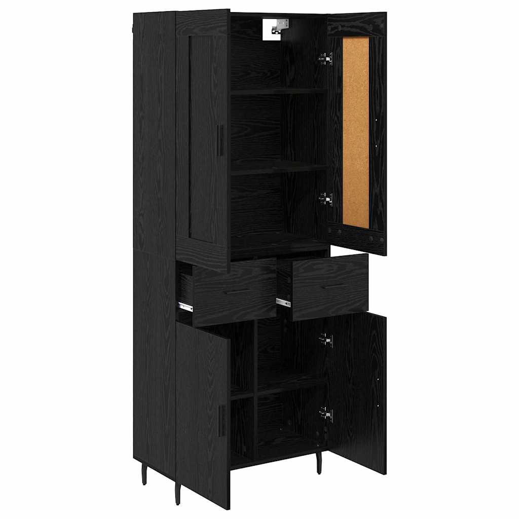 Credenza con cassetto 2 pcs Rovere Nero Legno multistrato