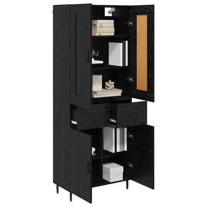 Credenza con cassetto 2 pcs Rovere Nero Legno multistrato