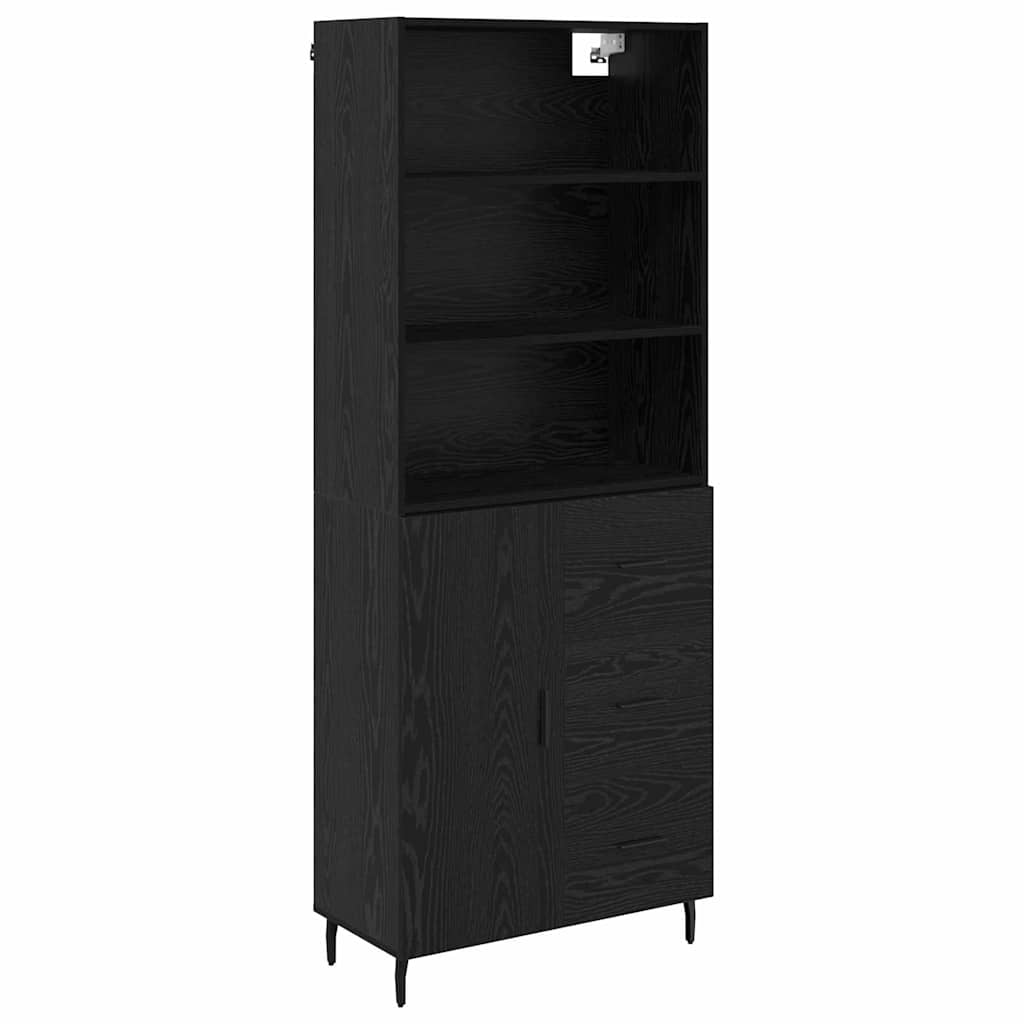 Credenza con cassetto Rovere Nero 69,5 x 34 x 180 cm