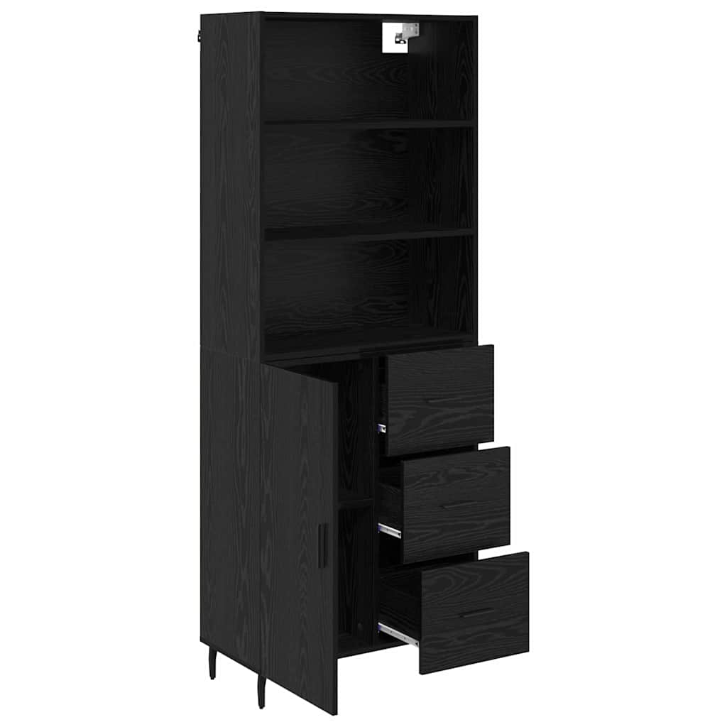 Credenza con cassetto Rovere Nero 69,5 x 34 x 180 cm