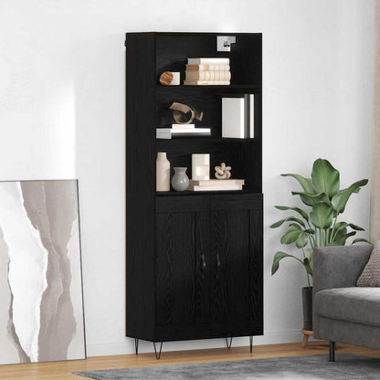 Credenza con cassetto 2 pcs Rovere Nero Legno multistrato