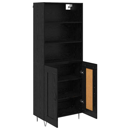 Credenza con cassetto 2 pcs Rovere Nero Legno multistrato