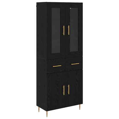 Credenza con cassetto 2 pcs Rovere Nero Legno multistrato