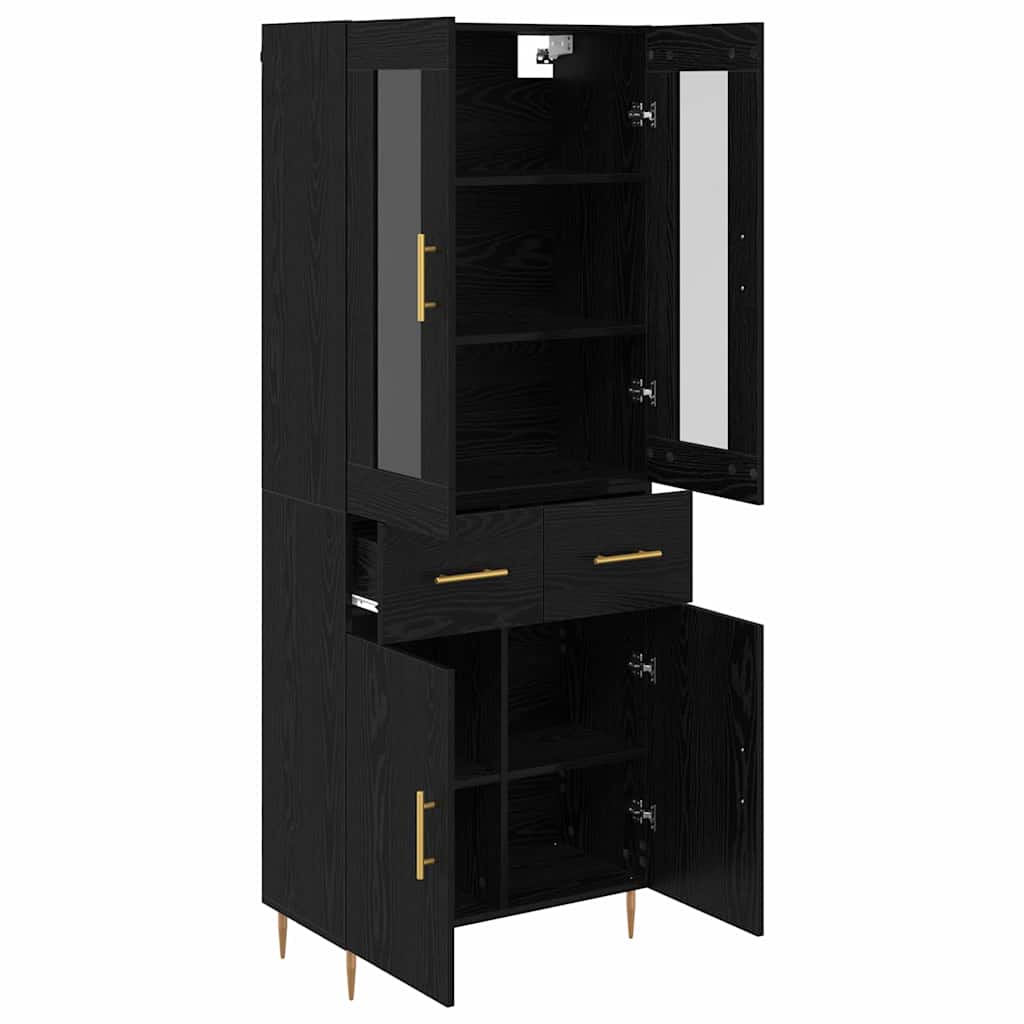 Credenza con cassetto 2 pcs Rovere Nero Legno multistrato