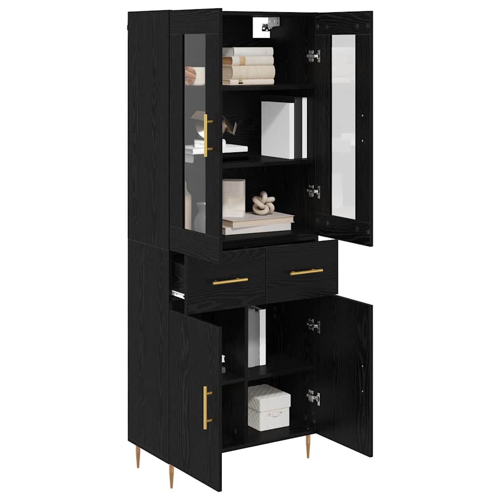Credenza con cassetto 2 pcs Rovere Nero Legno multistrato