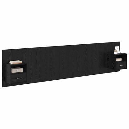 Testata con Comodino 3 pcs Rovere Nero Legno multistrato