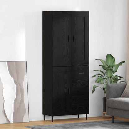 Credenza con cassetto 2 pcs Rovere Nero Legno multistrato