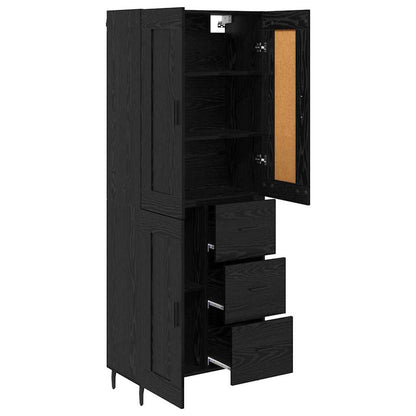 Credenza con cassetto 2 pcs Rovere Nero Legno multistrato