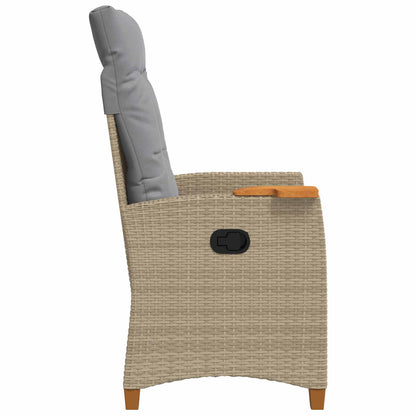 Poltrona reclinabile con tavolino 62 x 64 x 112 cm polyrattan