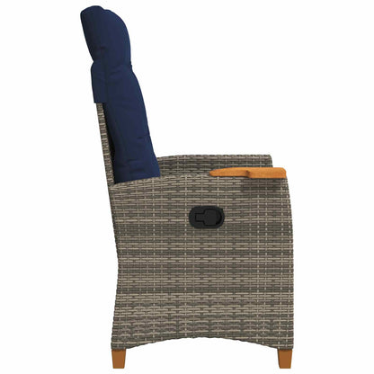Poltrona reclinabile con tavolino 62 x 64 x 112 cm polyrattan