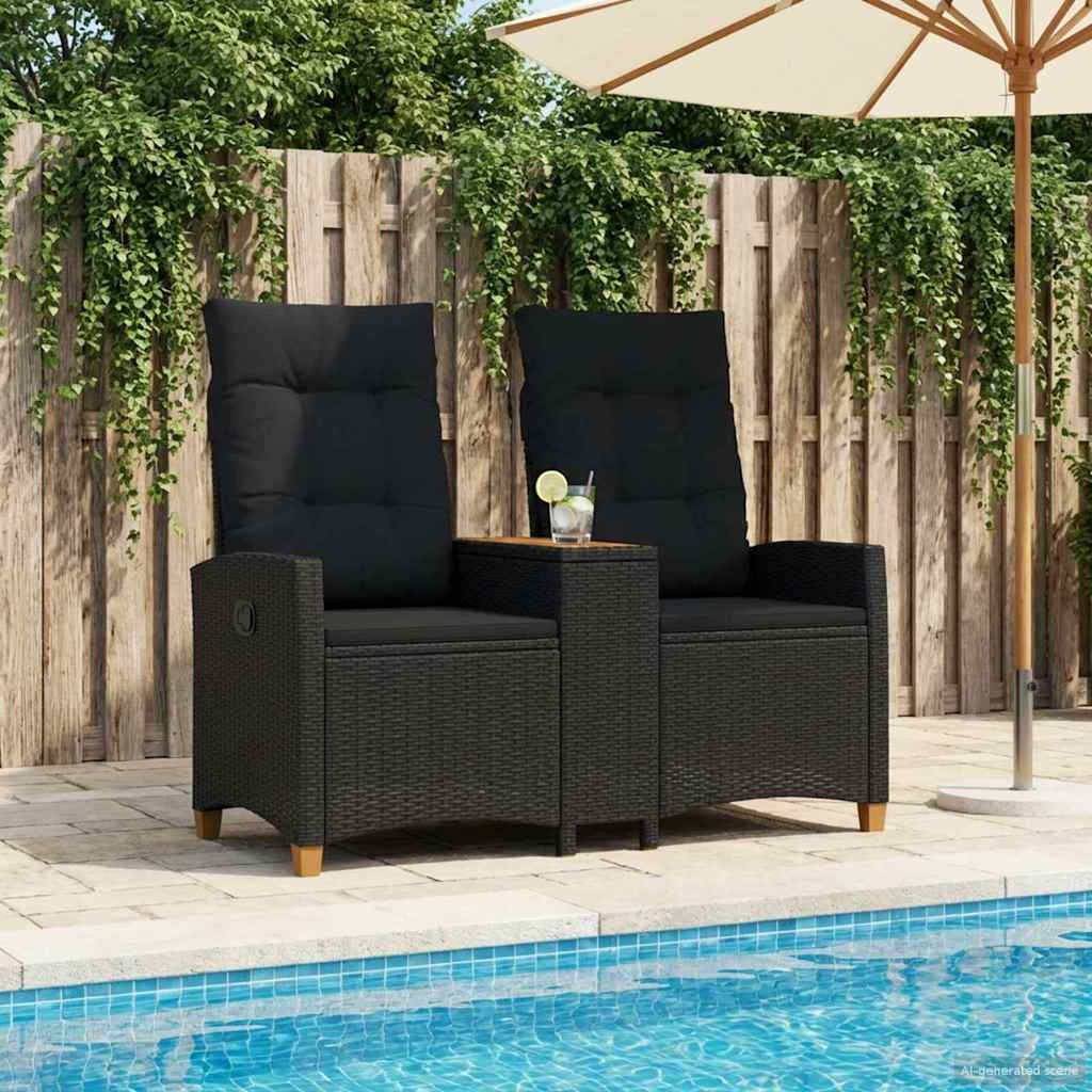 Panchina reclinabile con tavolo Nero 126 x 65 x 112 cm