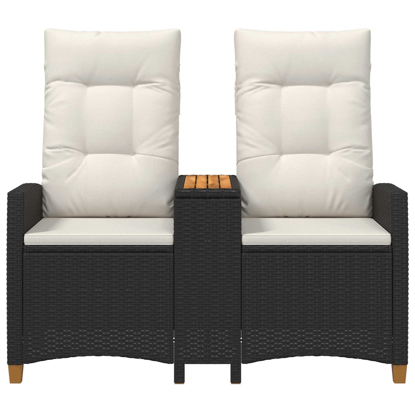Panchina reclinabile con tavolo Nero e Bianco Crema polyrattan