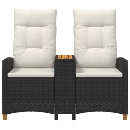 Panchina reclinabile con tavolo Nero e Bianco Crema polyrattan
