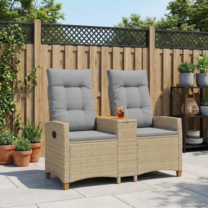 Panchina reclinabile con tavolo Beige e Grigio Chiaro